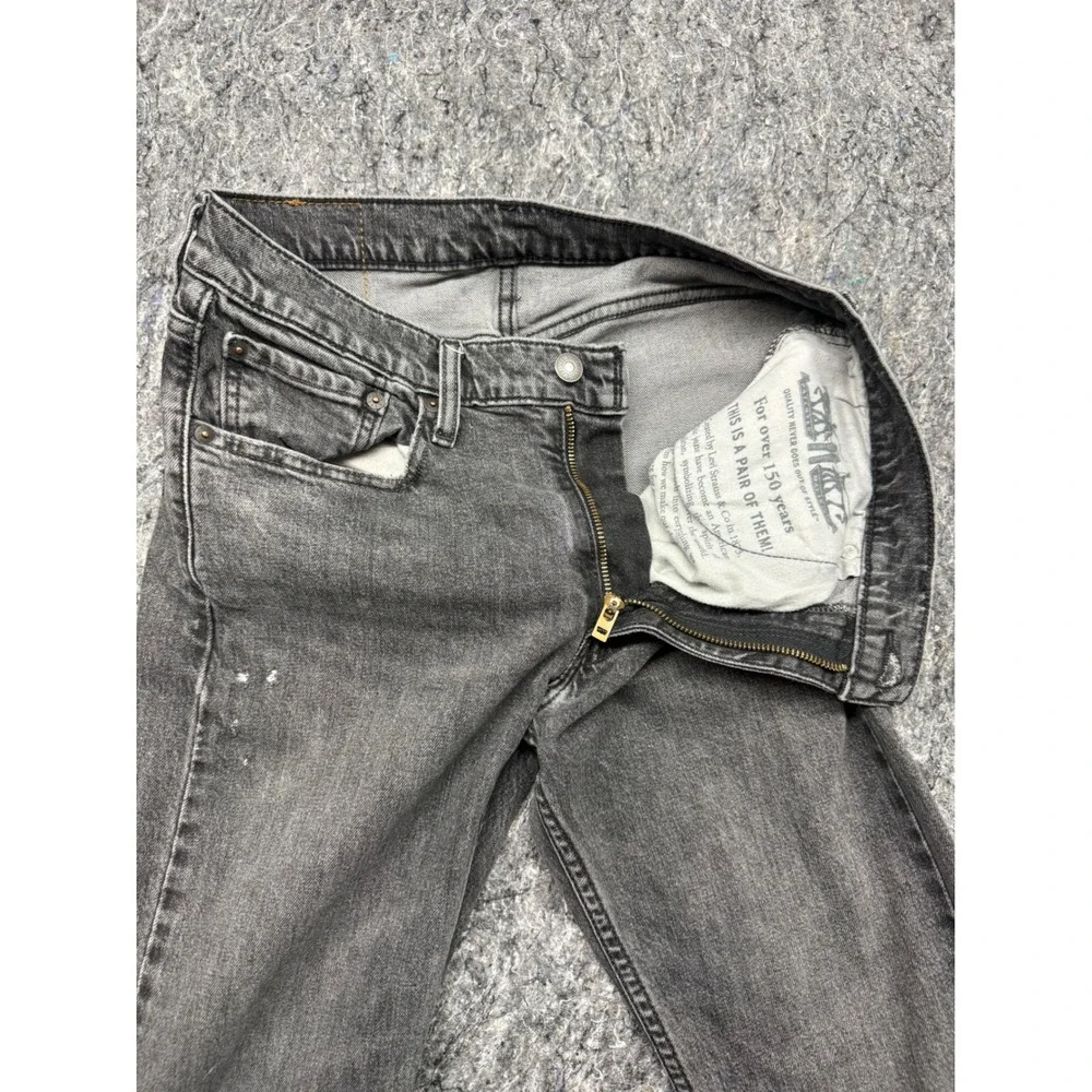 Levis 511 Slim Fit Jeans Mens 33x32 Faded Black WaterLess Denim Pants Distressed